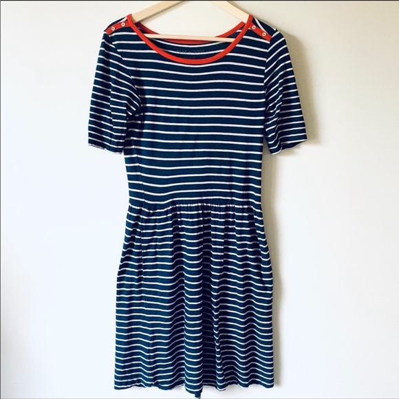 🎉HP🎉 Anthropologie Pure+Good Navy Striped Dress - Picture 1 of 6